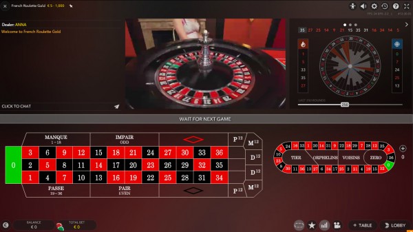Live French Roulette Screenshot