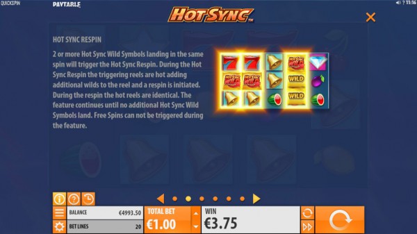 Hot Sync paytable